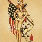 VINTAGE TATTOO PINUP GIRL SAILOR CANVAS ART PRINT LARGE