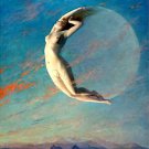 VINTAGE RISQUE WITCH MOON WICCA PAGAN CANVAS ART PRINT