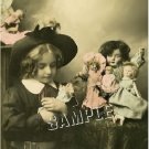 VINTAGE GIRL ANTIQUE DOLLS PHOTOGRAPH CANVAS ART PRINT