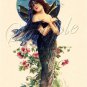 VINTAGE PRETTY WITCH WICCA BAT LADY CANVAS ART PRINT
