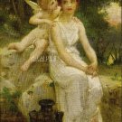 VINTAGE LADY MAIDEN ANGEL CUPID WHISPER CANVAS PRINT