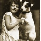 VINTAGE JACK RUSSELL TERRIER DOG GIRL CANVAS PRINT BIG