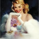 1930s VINTAGE PIN-UP GIRL ANTIQUE JEWELS CANVAS ART BIG