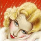 1930s SEXY BLONDE CALENDAR GIRL CANVAS ART PRINT LARGE
