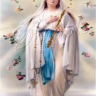 VINTAGE VIRGIN MARY ROSERY ROSES CANVAS ART PRINT