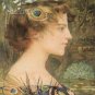 VINTAGE ART DECO NOUVEAU PEACOCK LADY PRINT *CANVAS*
