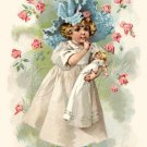 VINTAGE GIRL ANTIQUE DOLL SLEEPING CANVAS ART PRINT BIG