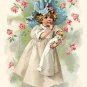 VINTAGE GIRL ANTIQUE DOLL SLEEPING CANVAS ART PRINT BIG