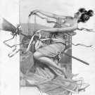 ART DECO FLYING WITCH WICCA WITCHCRAFT CANVAS PRINT BIG