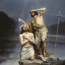 VINTAGE CHRIST BAPTISM RELIGIOUS CANVAS ART PRINT