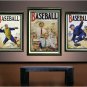 VINTAGE BASEBALL FANS GAME ILLUSTRATION CANVAS PRINT