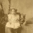 ANTIQUE PHOTO TEDDY BEAR GIRL CHILD CANVAS ART PRINT