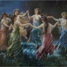 VINTAGE DANCING NYMPHS GODDESS CHERUB CANVAS PRINT-BIG