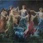 VINTAGE DANCING NYMPHS GODDESS CHERUB CANVAS PRINT-BIG