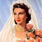 VINTAGE BRIDE ROSE BOUQUET PIN UP GIRL CANVAS ART PRINT