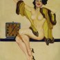 VINTAGE RISQUE PIN-UP GIRL CLOCK CANVAS ART PRINT LARGE