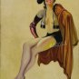 VINTAGE RISQUE PIN-UP GIRL CLOCK CANVAS ART PRINT LARGE