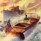 VINTAGE CHRIS CRAFT BOAT CRUISER SHIP CANVAS ART PRINT
