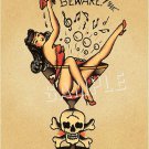 TATTOO FLASH PIN UP GIRL SEXY MARTINI CANVAS PRINT -BIG