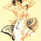 VINTAGE FRENCH FLAPPER GIRL RISQUE CANVAS ART PRINT