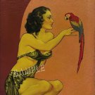 VINTAGE RISQUE PIN-UP GIRL PARROT CANVAS   PRINT LARGE