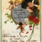 VICTORIAN VALENTINE CARD CUPID REFLECTION CANVAS  PRINT