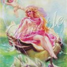 VINTAGE WATER NYMPH GODDESS CHERUB SWANS CANVAS PRINT