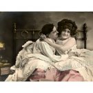 FRENCH RISQUE LOVERS KISS ROMANCE BED CHIC CANVAS PRINT