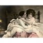 FRENCH RISQUE LOVERS KISS ROMANCE BED CHIC CANVAS PRINT