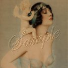 VINTAGE RISQUE PIN-UP GIRL CHERUB SEXY CANVAS PRINT BIG