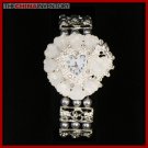 AUSTRIAN WHITE HEART CRYSTAL FLOWER BRACELET WATCH