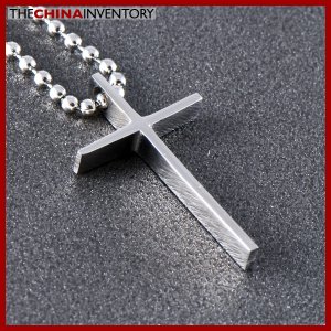 STAINLESS STEEL THIN CROSS PENDANT NECKLACE P0353