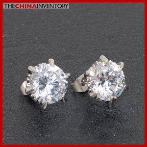 UNIQUE 10MM ROUND CZ  CROWN STUD EARRINGS E4007