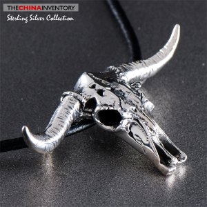 925 STERLING SILVER WILD BUFFALO SKULL PENDANT SIL0320