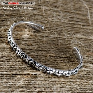 925 STERLING SILVER CROSS BANGLE BRACELET SIL0362