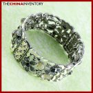 BRONZE TONE ENAMEL CRYSTAL FLOWER BANGLE BRACELET B0363