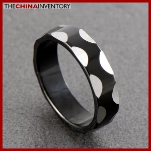 SIZE 10 STAINLESS STEEL BLACK SILVER RING R0604
