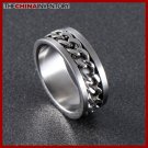 STAINLESS STEEL RING WITH EMBEDDED CHAIN SIZE 10 R0317