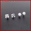2 PAIRS STAINLESS STEEL CLEAR CZ STUD EARRINGS E4015F