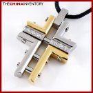 STAINLESS STEEL SILVER GOLD TONE CROSS PENDANT P0802