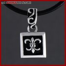 STAINLESS STEEL FLEUR DE LIS SQUARE TAG PENDANT P0816