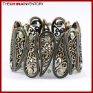 GREEN TONE TEAR DROP BANGLE BRACELET B0808