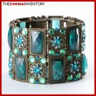 VICTORIAN STYLE BRASS GREEN CRYSTAL BANGLE BRACELET