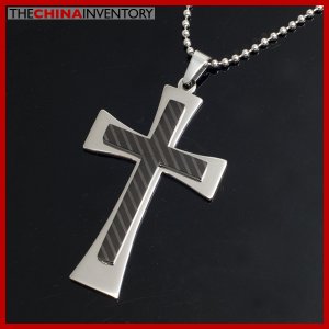 STAINLESS STEEL DOUBLE LAYER CROSS PENDANT P3907