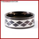SIZE 8 BLACK STAINLESS STEEL CHECKBOARD BAND RING R0813