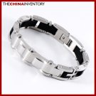 8"" STAINLESS STEEL BLACK RUBBER LINK BRACELET B0818
