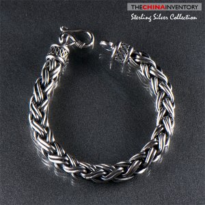 HEAVY 925 STERLING SILVER WOVEN CHAIN BRACELET SIL0314