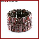 VICTORIAN STYLE BRASS RED CRYSTAL CUFF BANGLE B0231