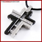 STAINLESS STEEL SILVER BLACK TONE CROSS PENDANT P0805