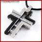 STAINLESS STEEL SILVER BLACK TONE CROSS PENDANT P0805